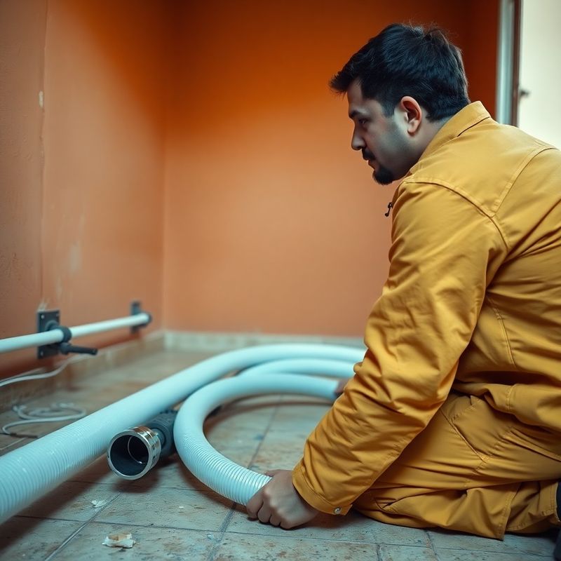 Tecnico Studio Marino posa tubazioni PEX durante una nuova installazione idraulica
